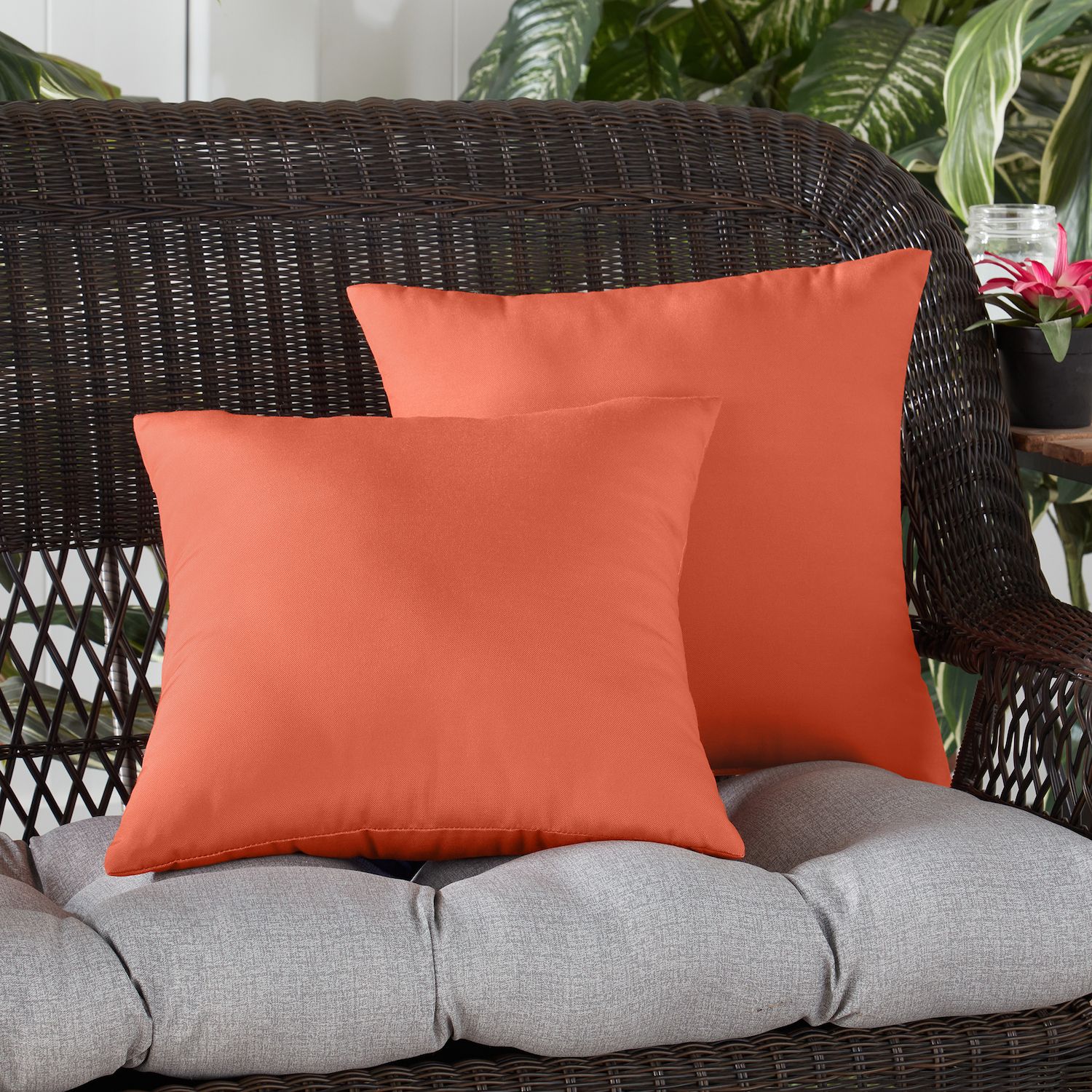 Greendale Home Fashions Coral 17 In. Square Outdoor Throw Pillow Set Of 2