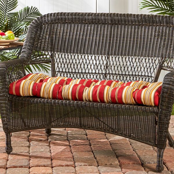 Greendale Home Fashions Outdoor Porch, Wicker Patio Bench Cushion