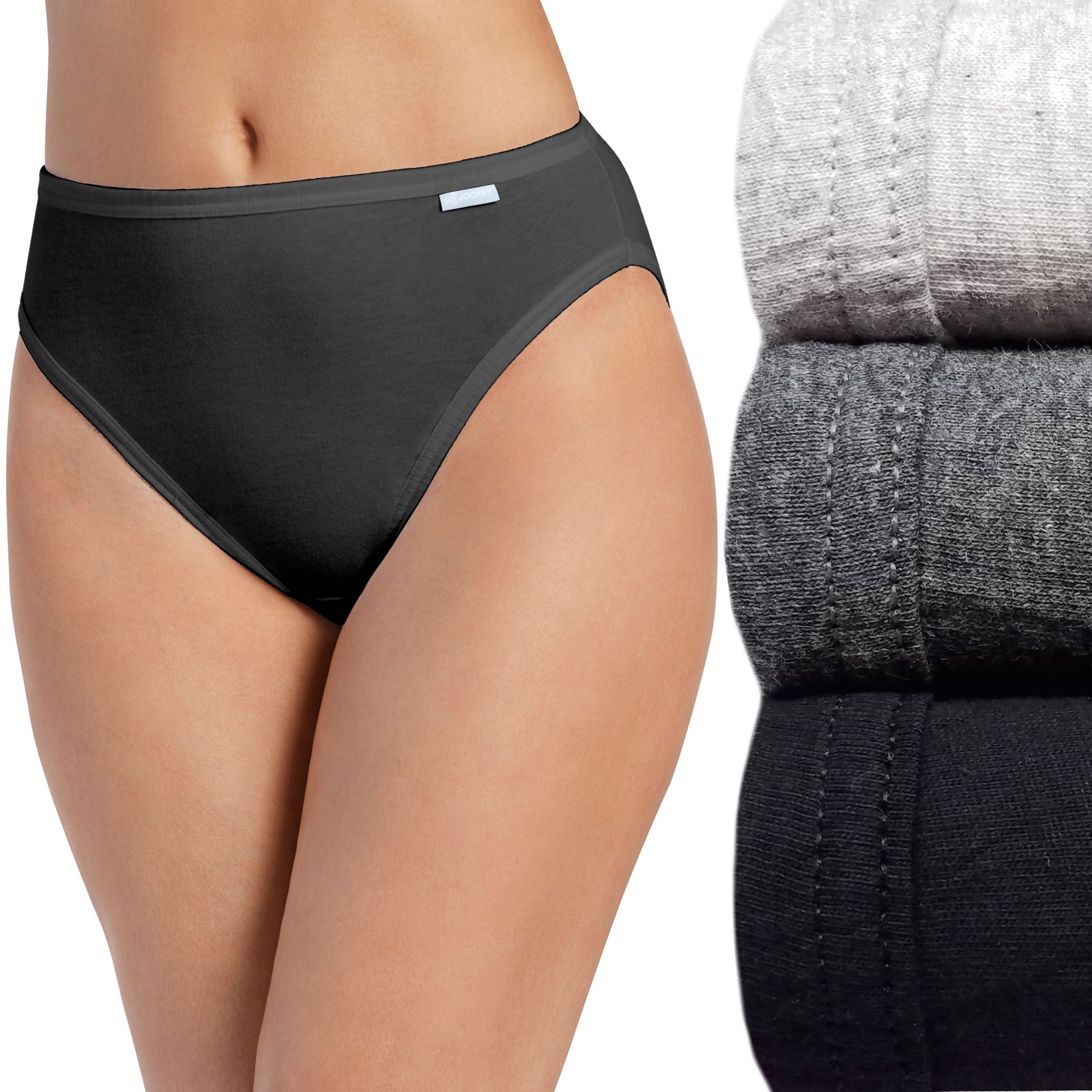 Womens Jockey® Elance 3-pk. French Cut Panty Set 1487, Gray Assortment