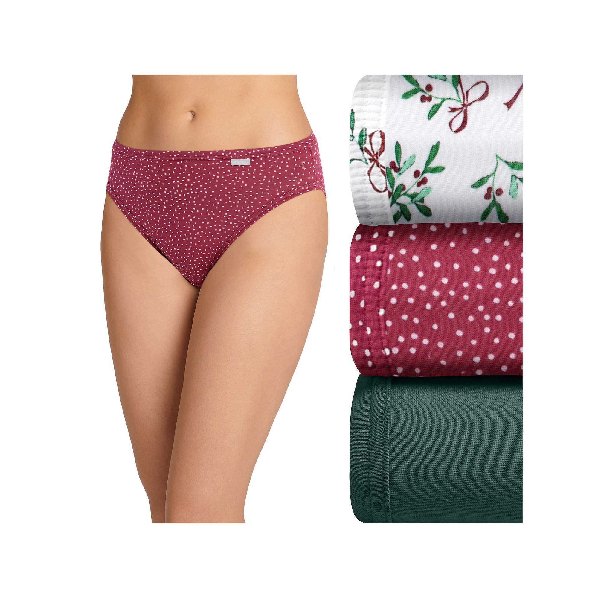 Womens Jockey® Elance 3-pk. French Cut Panty Set 1487, Size: 6, Mistletoe