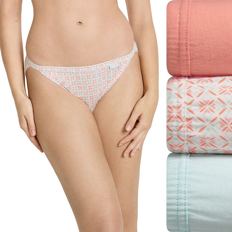 Women's Jockey® Elance 3-pk String Bikini Panty Set 1483, Size: 7, Garden Geo