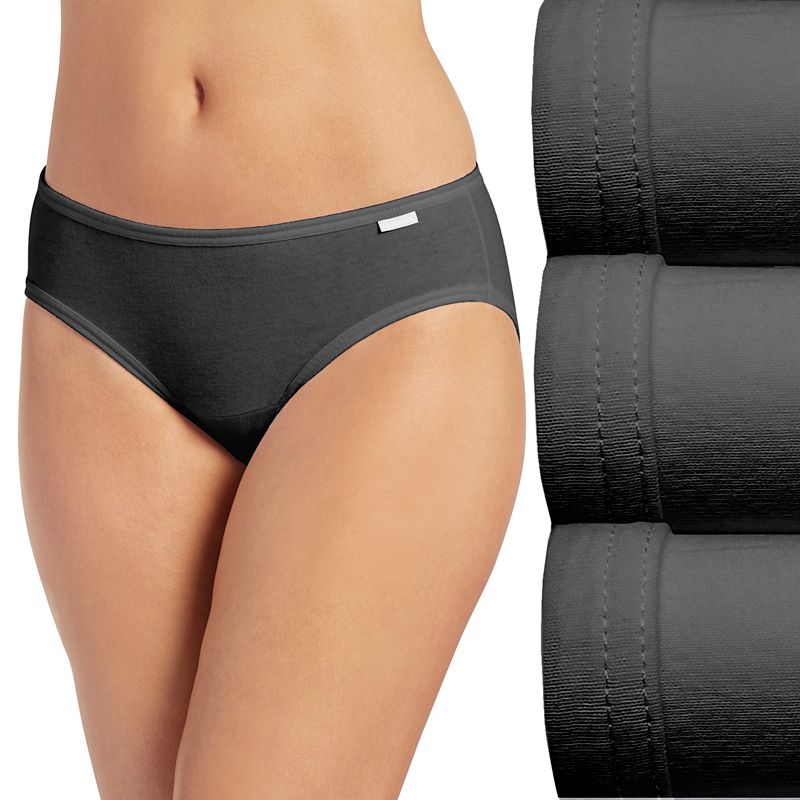 Women's Jockey® Elance 3-Pack Bikini Panty Set 1489, Size: 7, All Black Asst