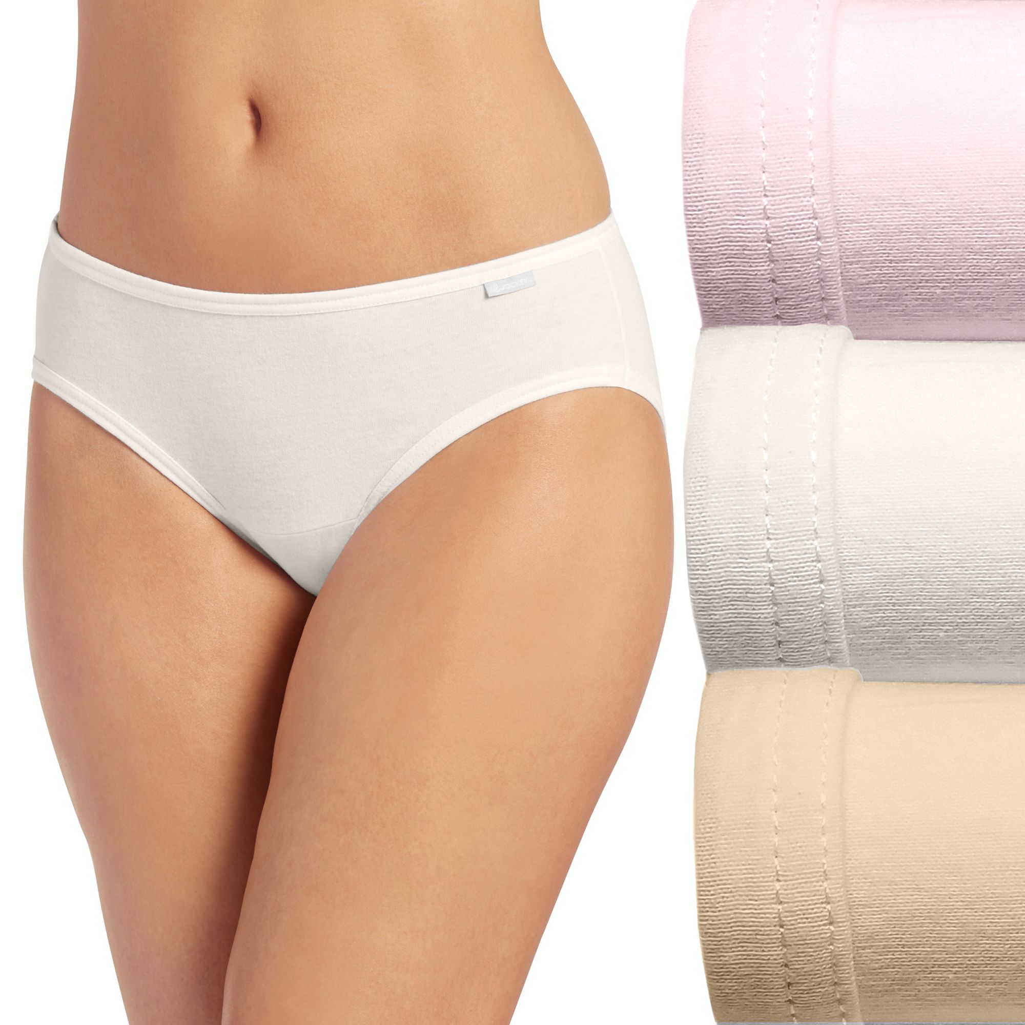 Womens Jockey® Elance 3-Pack Bikini Panty Set 1489, Size: 5, Pale Cosmeti