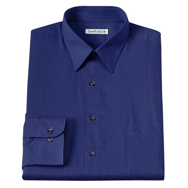 Van Heusen Classic-Fit Satin Striped Easy-Care Point-Collar Dress Shirt -  Men