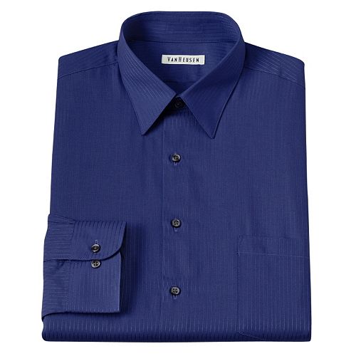 Van Heusen Classic-Fit Satin Striped Easy-Care Point-Collar Dress Shirt ...