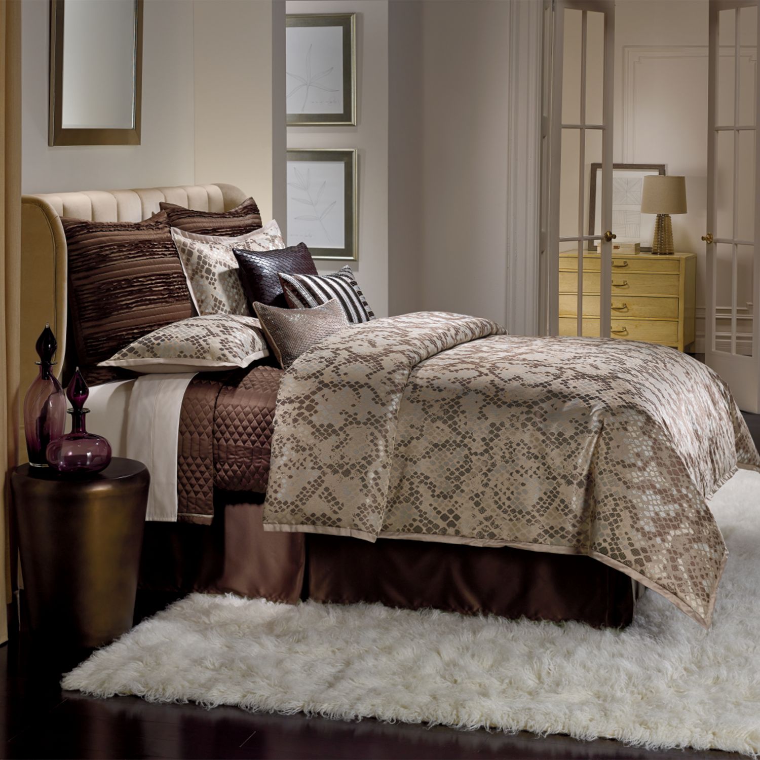 new Simply Vera Wang modern stripe 4pc QUEEN comforter SET gold kohls comfort 