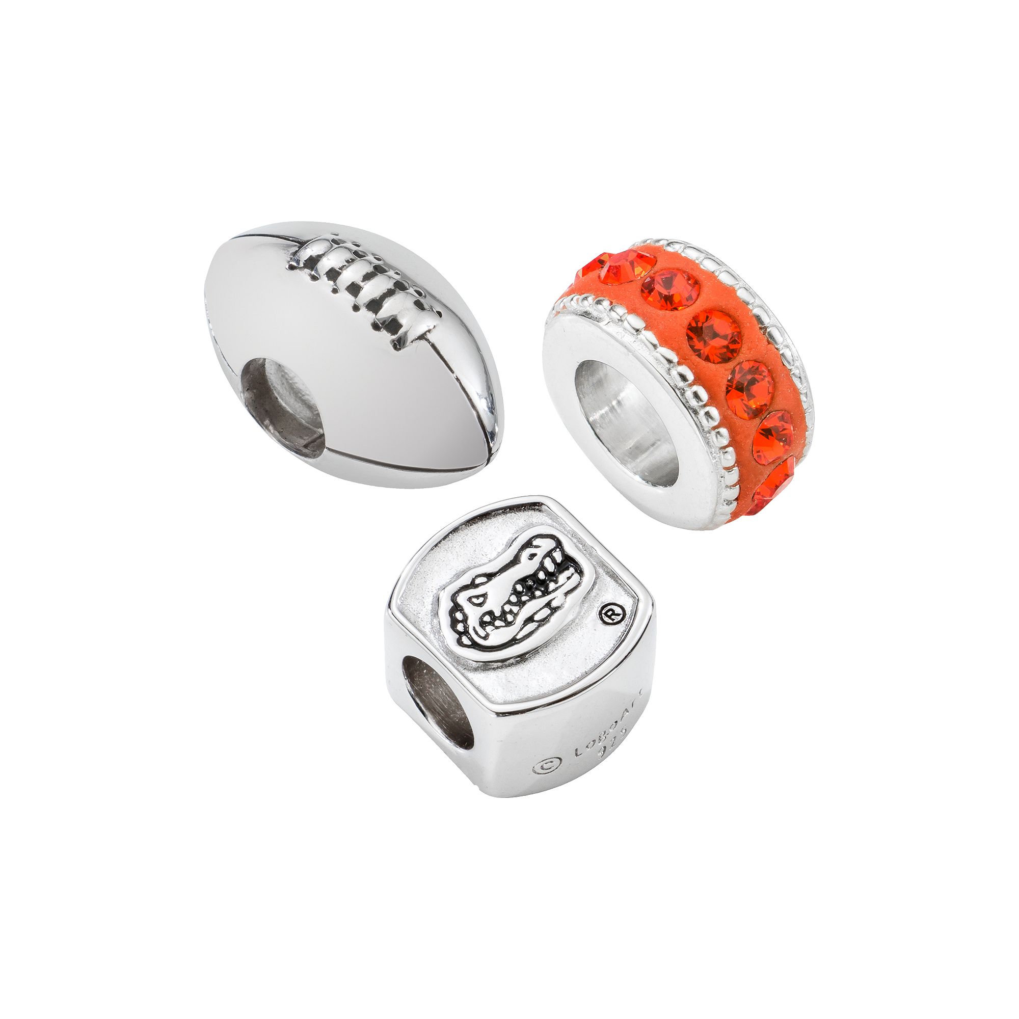 LogoArt Florida Gators Sterling Silver Crystal Bead Set, Womens, Orange