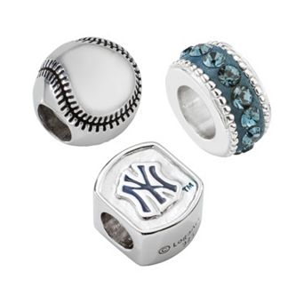 New York Yankees Sterling Silver Crystal Bead Set
