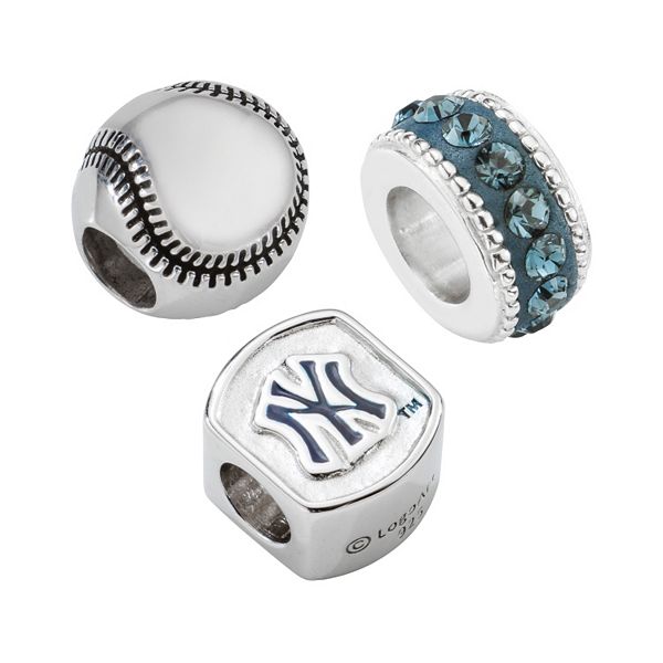 New York Yankees Sterling Silver Crystal Bead Set