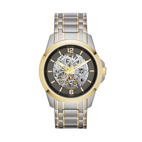 Relic by Fossil Men's Two Tone Stainless Steel Automatic Skeleton Watch