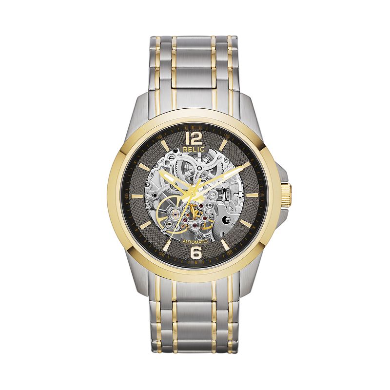 Relic by Fossil Men's Two Tone Stainless Steel Automatic Skeleton Watch, Size: Large