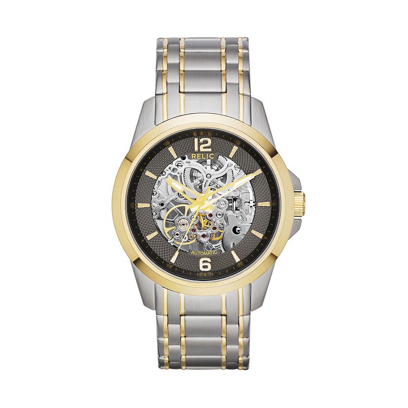 UPC 723765314389 product image for Relic by Fossil Men's Two Tone Stainless Steel Automatic Skeleton Watch, Size: L | upcitemdb.com