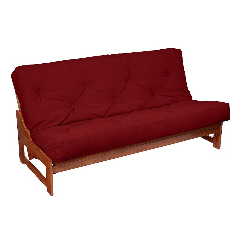 8-in. Faux Suede Futon Mattress, Size: Full, Red