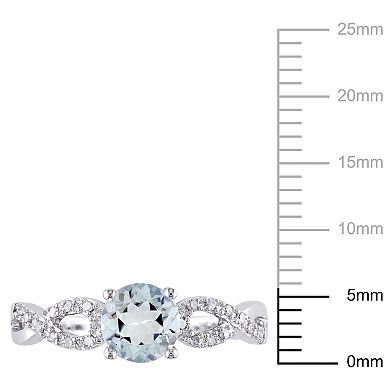 Stella Grace Aquamarine and Diamond Accent Infinity Engagement Ring in 10k White Gold