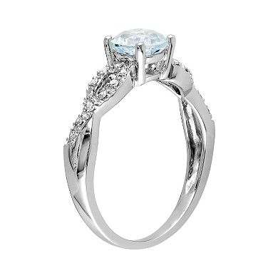 Stella Grace Aquamarine and Diamond Accent Infinity Engagement Ring in 10k White Gold