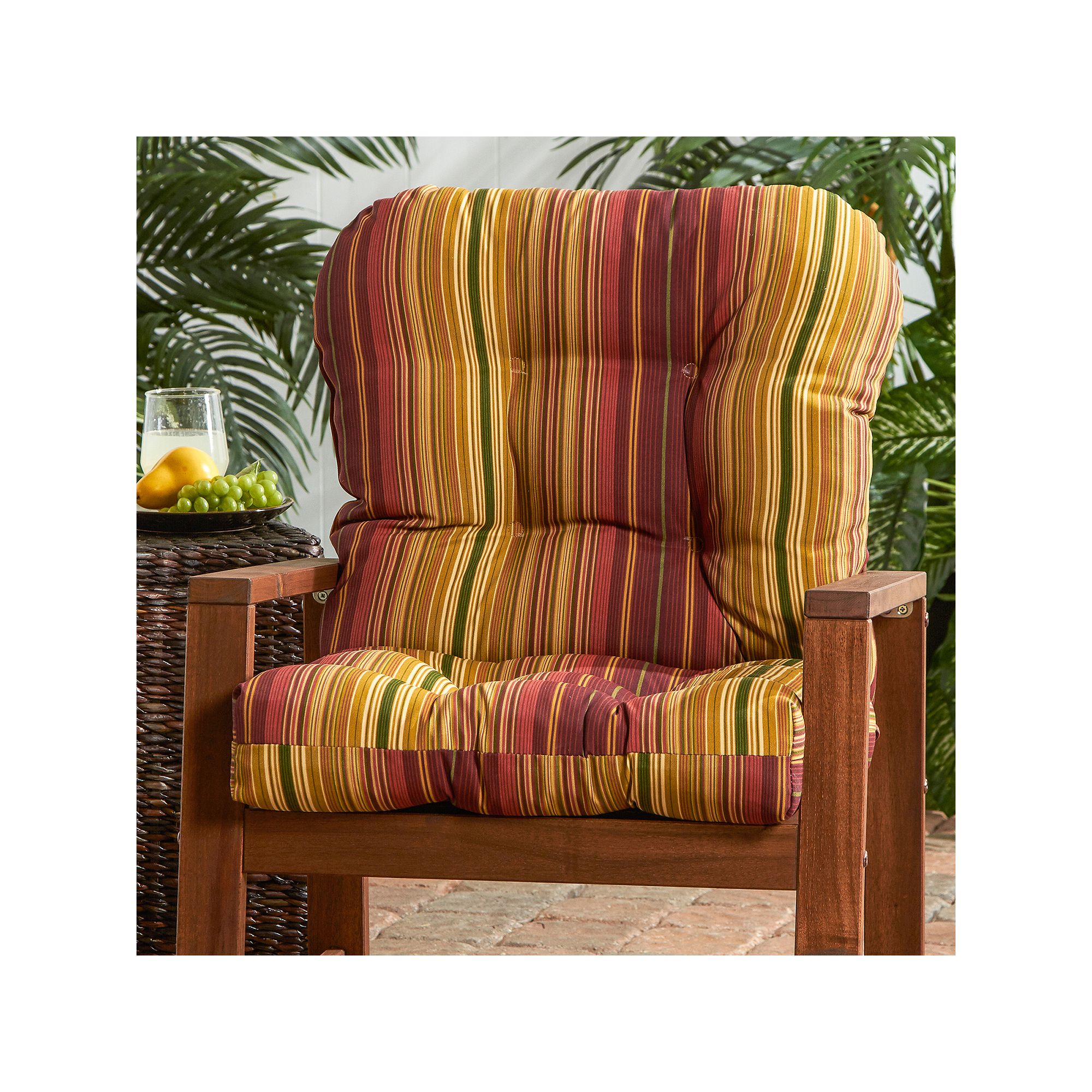Greendale Home Fashions Seat & Back Outdoor Chair Cushion, Kinnabari Stripe