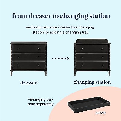 DaVinci Jenny Lind Spindle 3-Drawer Dresser, Ebony Black