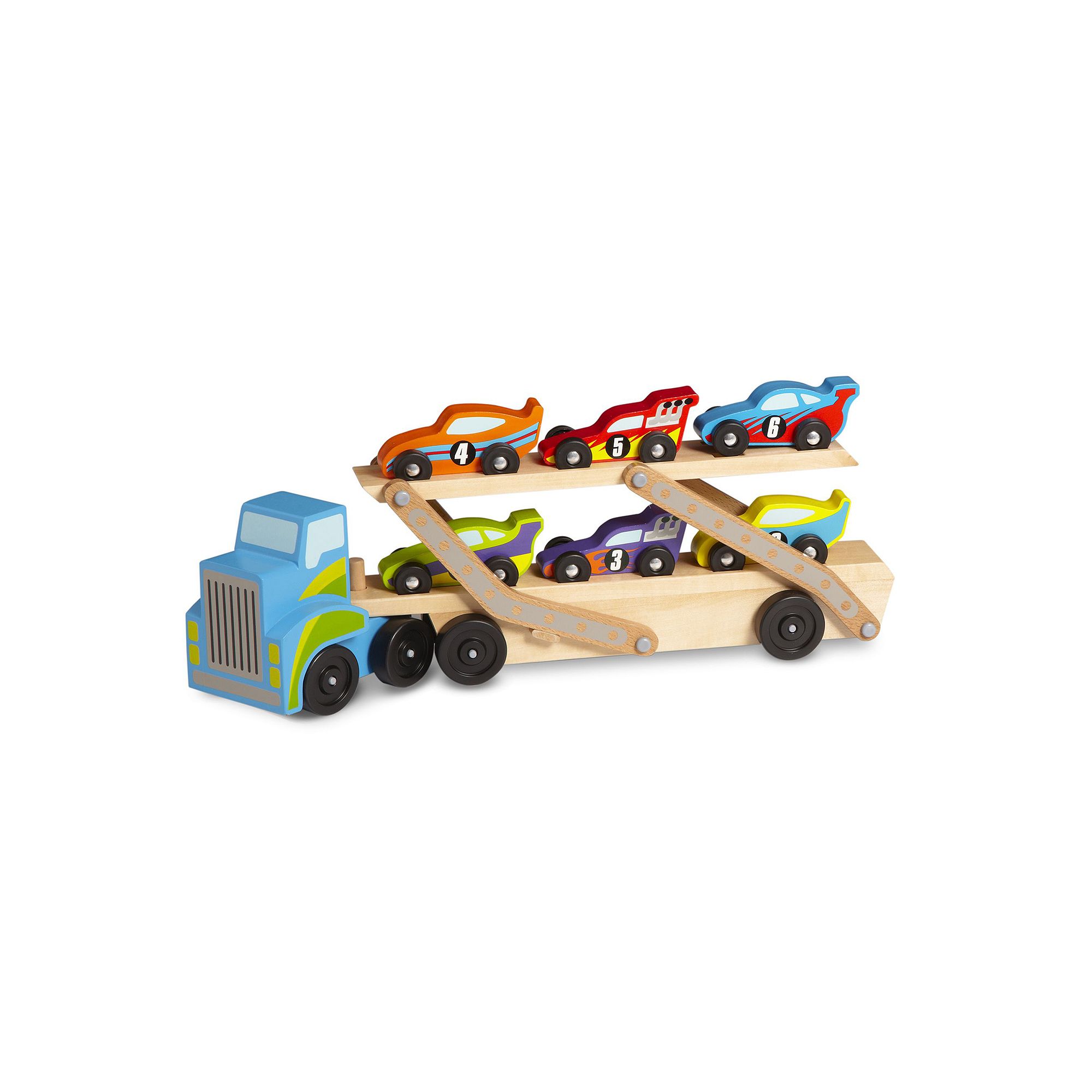Melissa & Doug Race Car Carrier Truck, Multicolor
