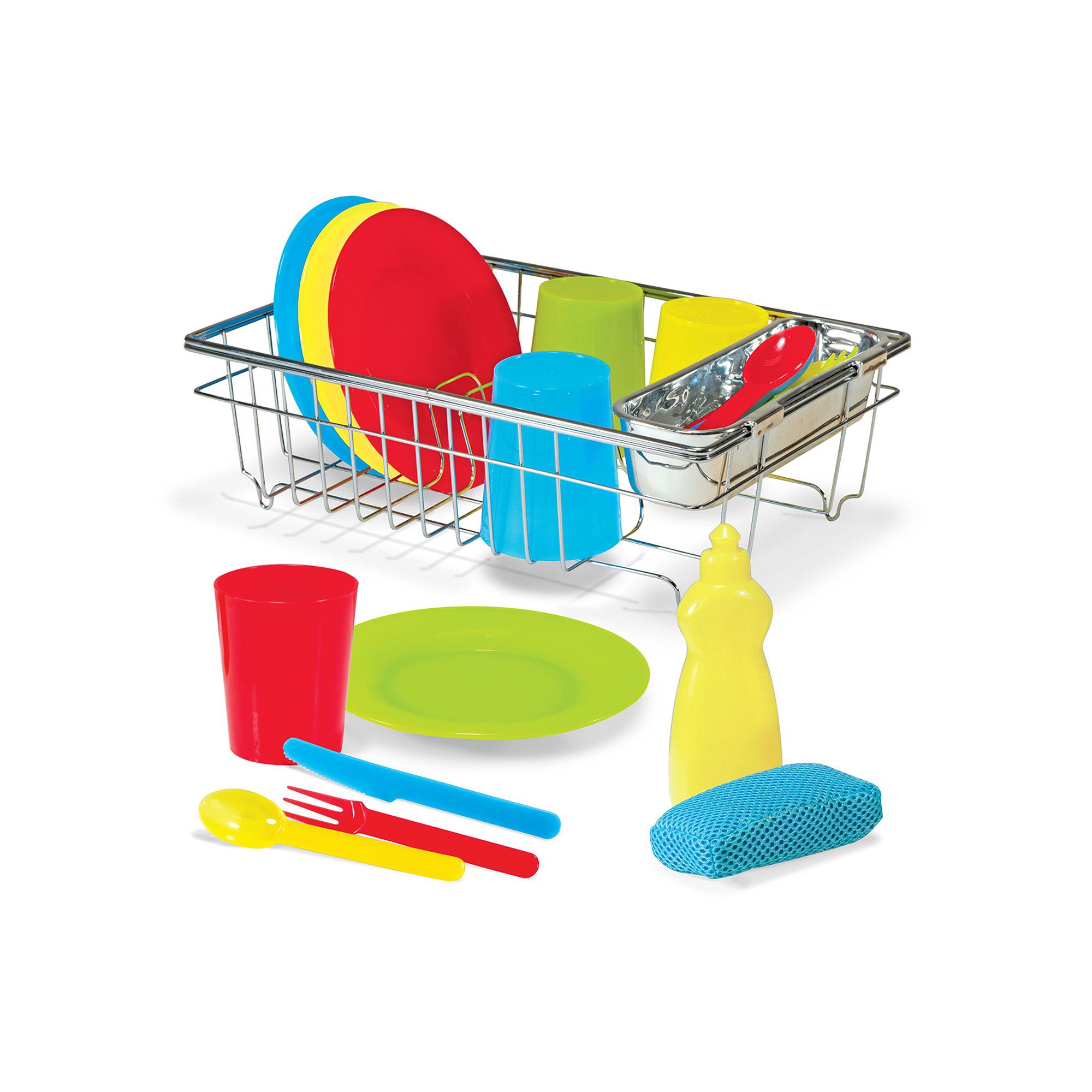 Melissa & Doug Lets Play House! Wash & Dry Dish Set, Multicolor