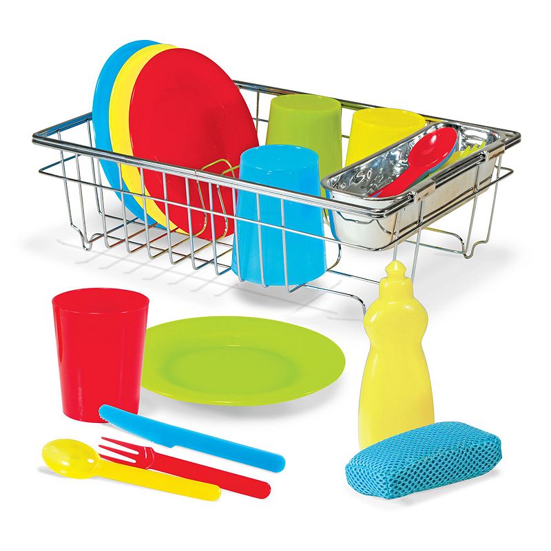 Melissa & Doug Lets Play House! Wash & Dry Dish Set, Multicolor