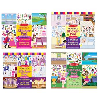 Melissa & Doug Fairy, Princess, Dress-Up & Play House Reusable Sticker Pad Bundle