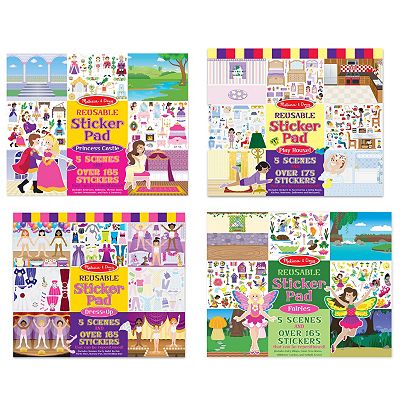 Melissa & Doug Fairy, Princess, Dress-Up & Play House Reusable Sticker Pad  Bundle