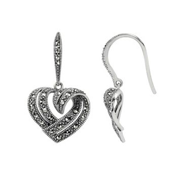 Lavish by TJM Sterling Silver Heart Drop Earrings