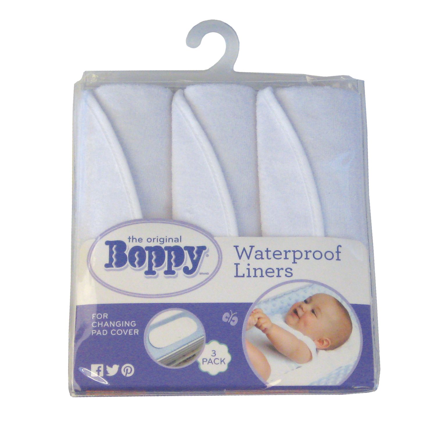  Boppy Changing Pad Liners, Pack of 3, White, Soft