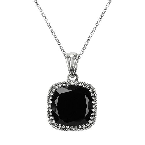 Lavish by TJM Sterling Silver Black Onyx Pendant - Made with Swarovski ...