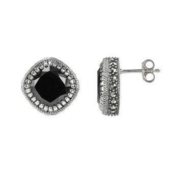 Lavish by TJM Sterling Silver Black Onyx Stud Earrings