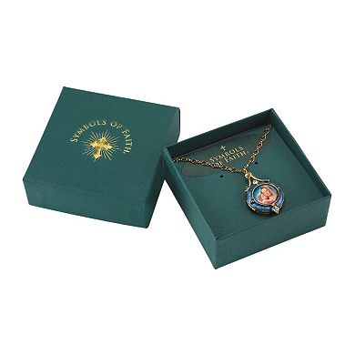 Symbols of Faith Gold Tone Simulated Crystal Mary and Child Locket