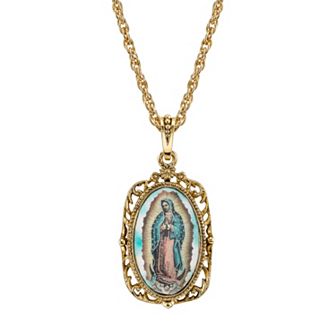 Symbols of Faith Gold Tone Our Lady of Guadalupe Pendant