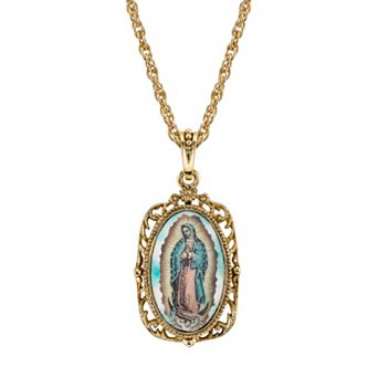 Symbols of Faith Gold Tone Our Lady of Guadalupe Pendant