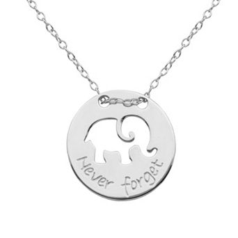 Classic Treasures Silver-Plated "Never Forget" Elephant Pendant
