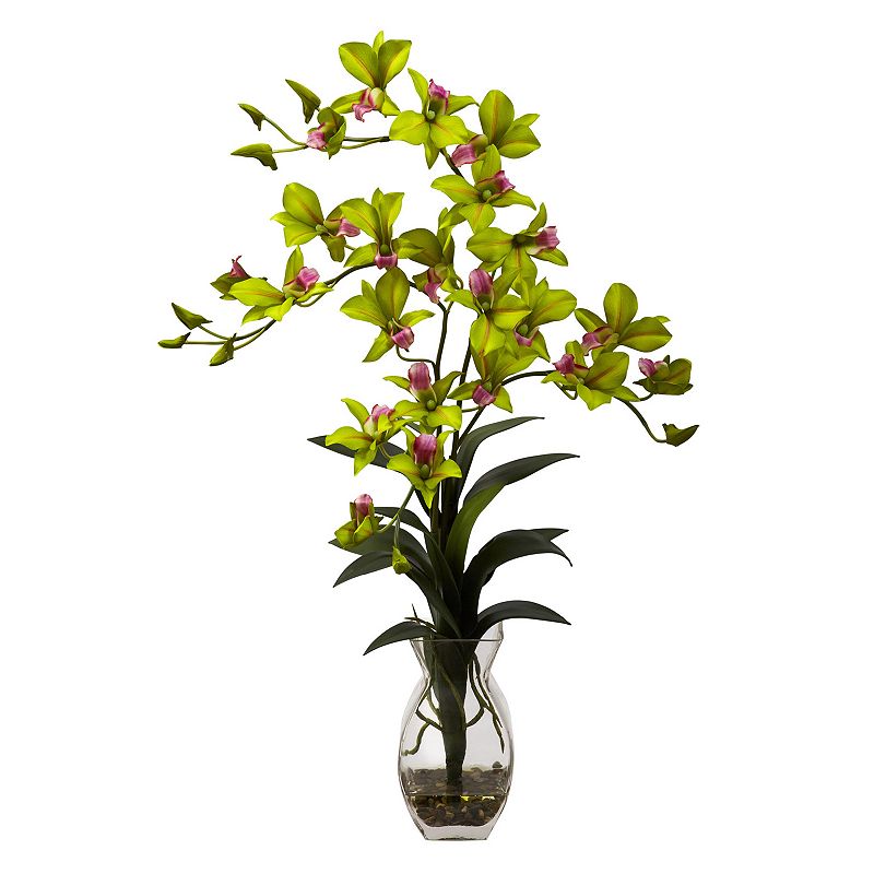 nearly natural Dendrobium Orchid Floral Arrangement, Green