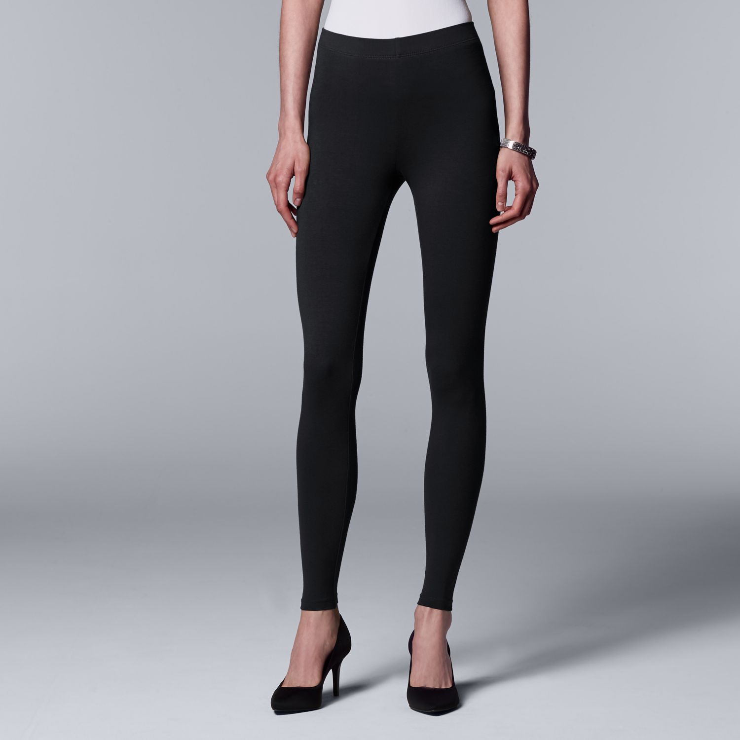 Women S Simply Vera Vera Wang Solid Leggings   1759239 Black