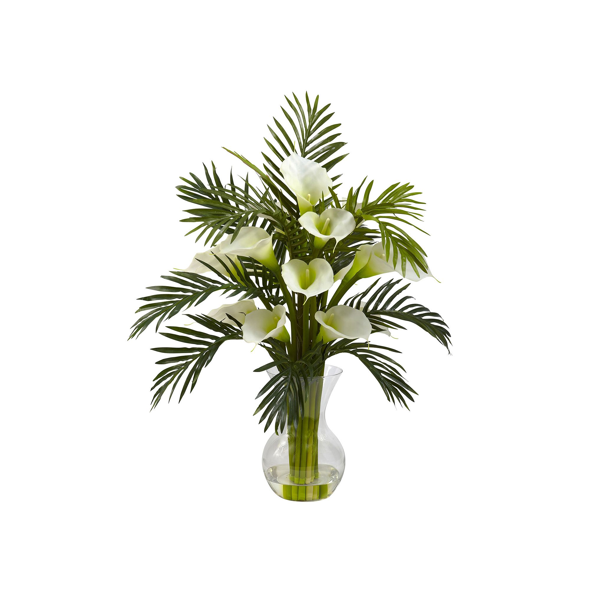 nearly natural Calla Lily & Palm Floral Arrangement, Ivory