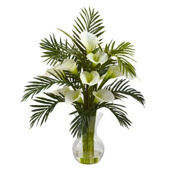 nearly natural Calla Lily & Palm Floral Arrangement