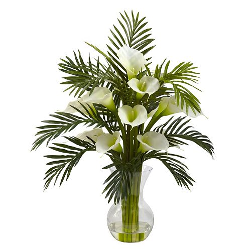 nearly natural Calla Lily & Palm Floral Arrangement