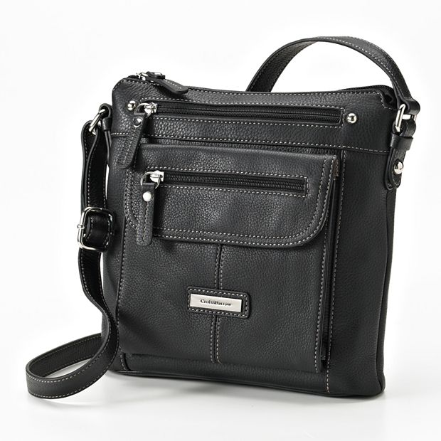 Stone Mountain Classic Basic Black Leather Shoulder Bag 