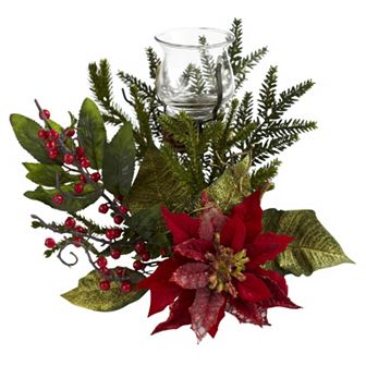 nearly natural Poinsettia Christmas Candelabrum