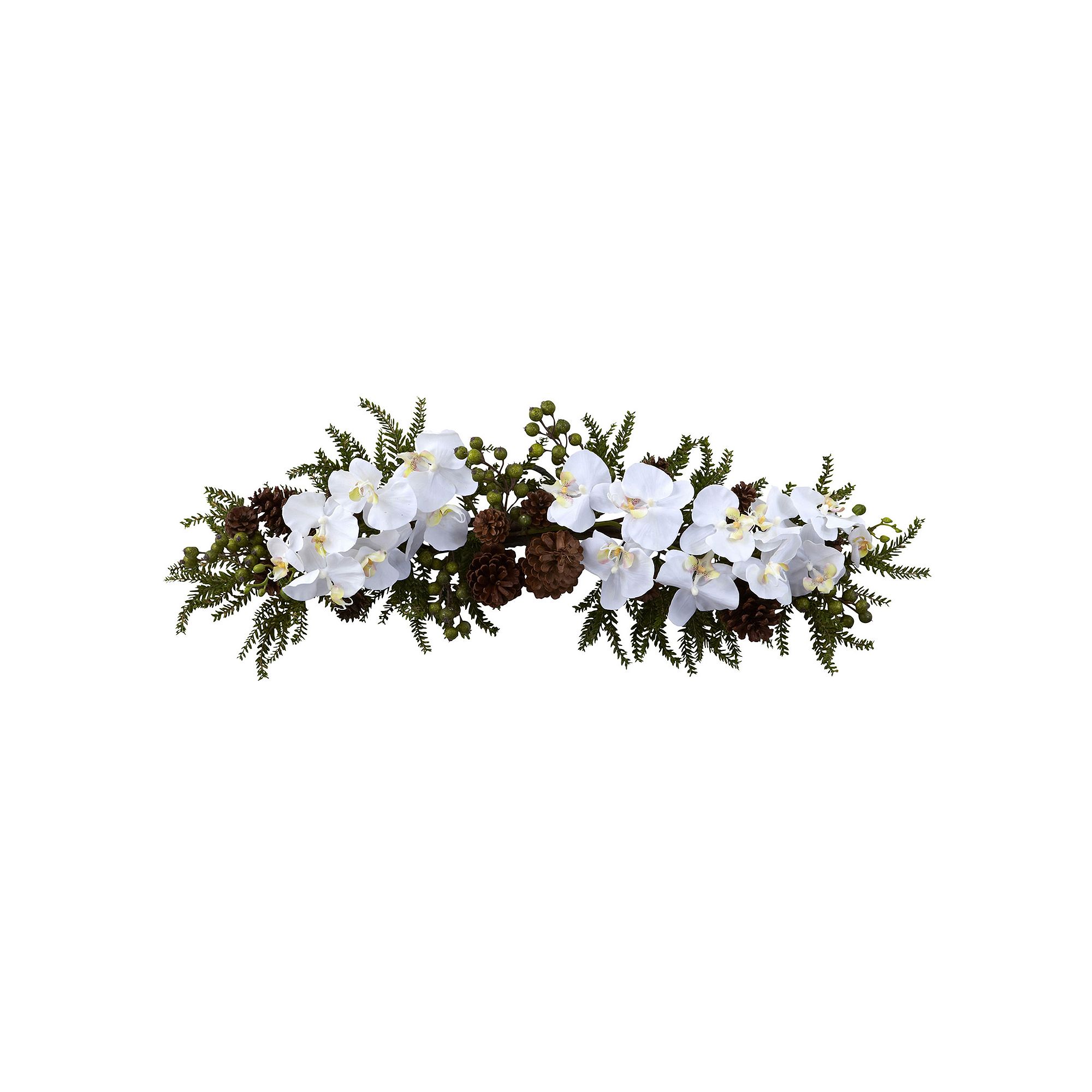 nearly natural Phalaenopsis Orchid & Pine Swag, Green