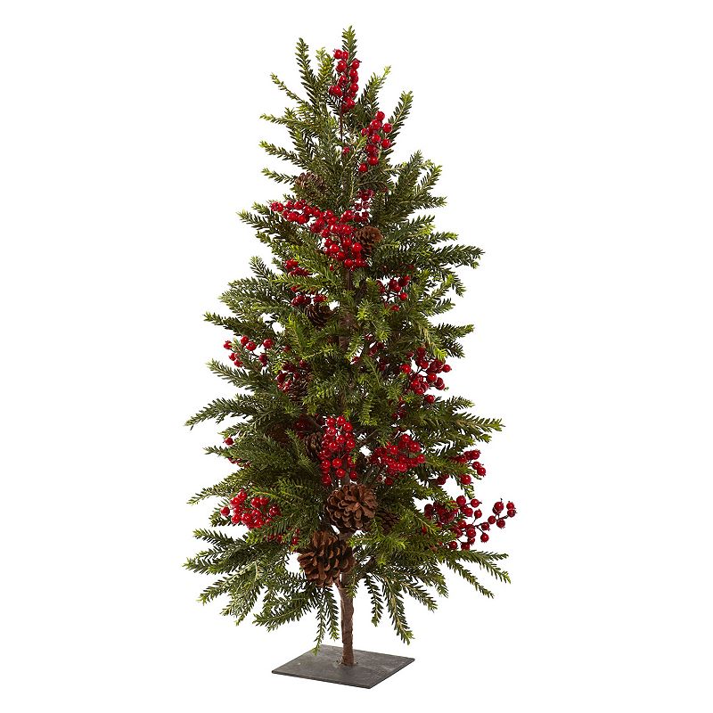 nearly natural Pine and Berry Artificial Christmas Tree, Green