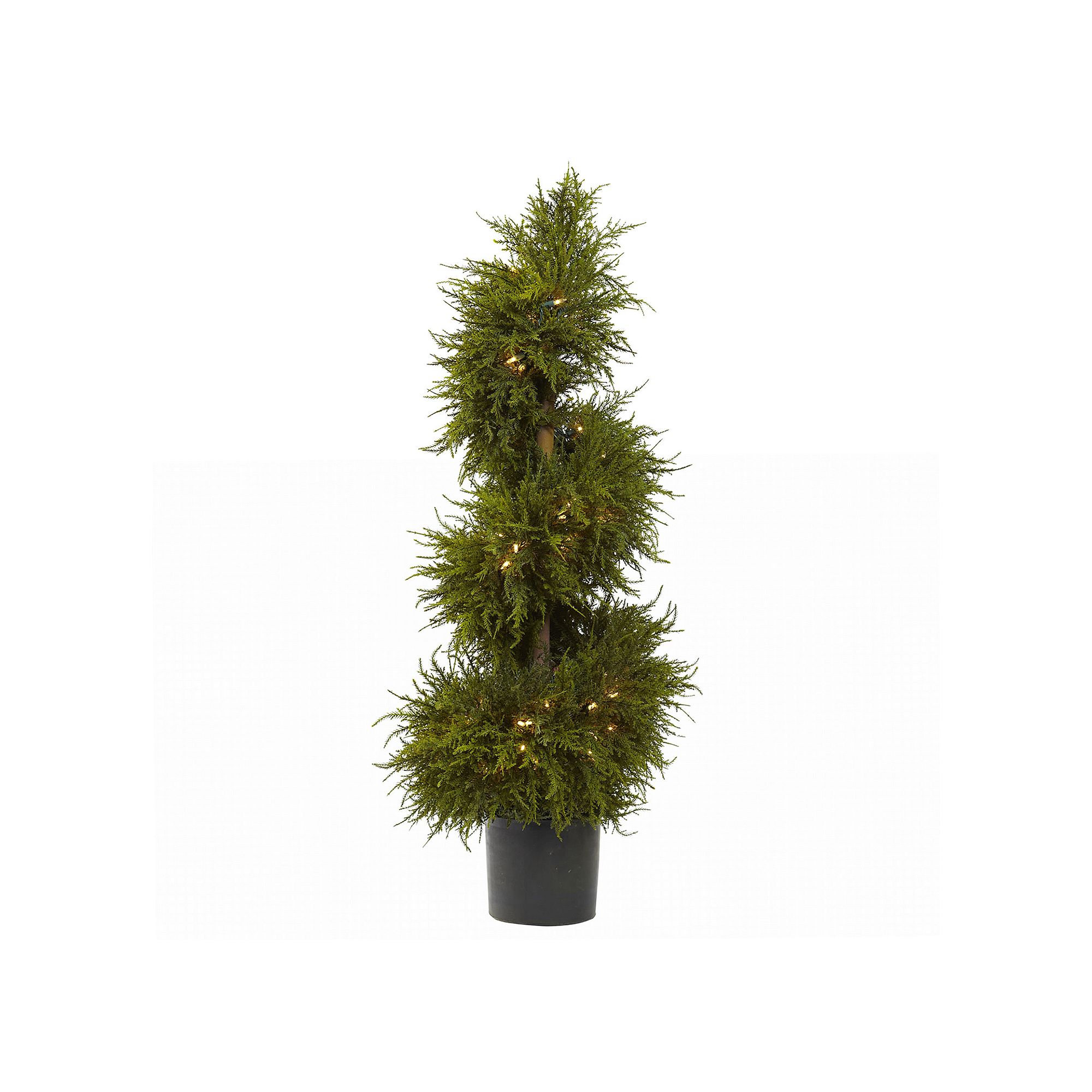 nearly natural Pre-Lit Cedar Spiral Topiary - Indoor, Green
