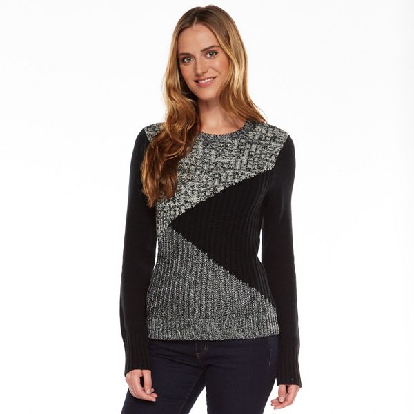 Petite Chaps Colorblock Marled Sweater