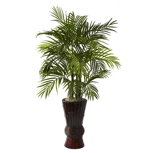 Nearly Natural 6675 Areca Palm w/Bamboo Vase Silk Plant 