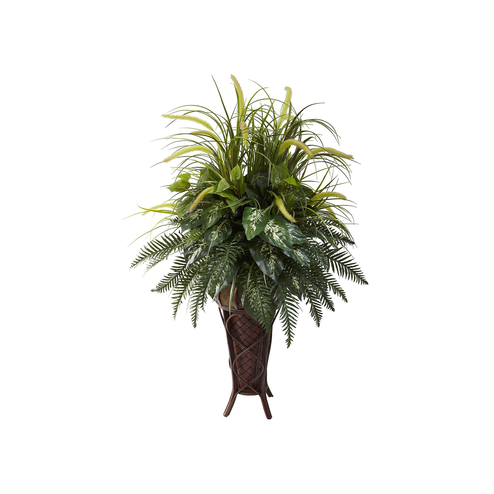 nearly natural 4.1-ft. Potted Mixed Greens & Cattails Plant