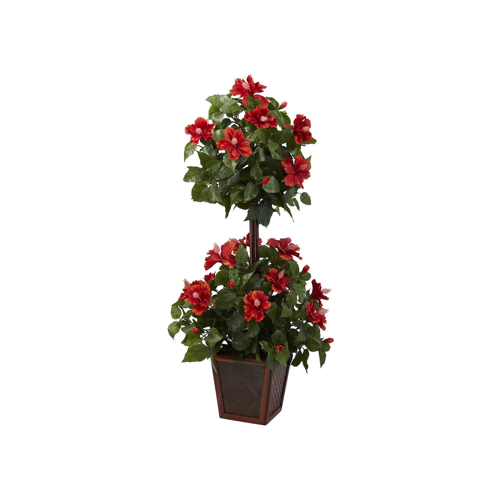 nearly natural 3 1/4-ft. Potted Hibiscus Topiary, Red