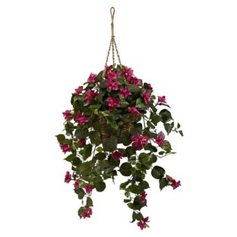 nearly natural Silk Bougainvillea Hanging Plant Basket