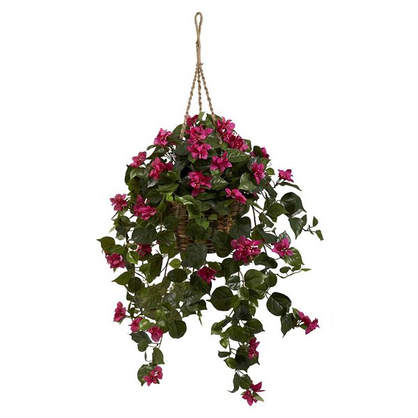 nearly natural Silk Bougainvillea Hanging Plant Basket